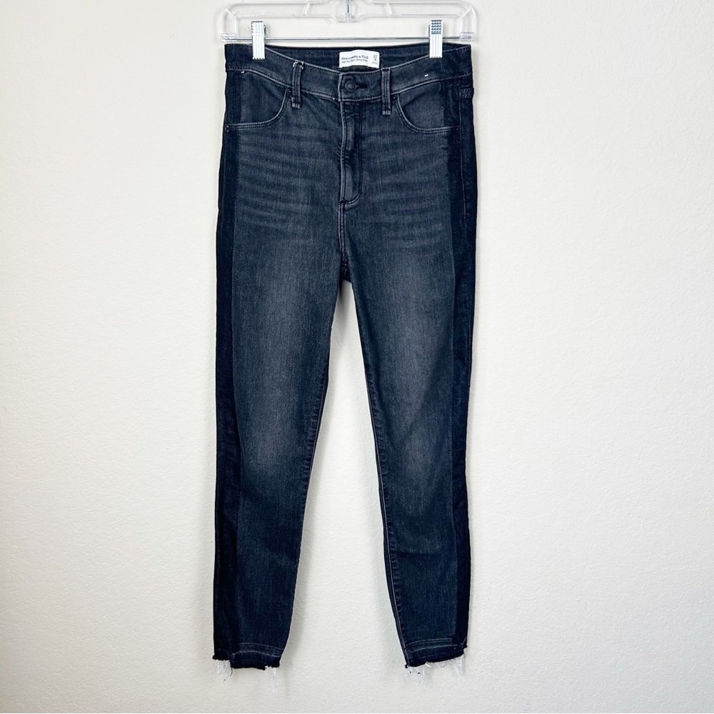 Abercrombie & Fitch Size 27 Jeans High Rise Super Skinny Ankle Black Size Stripe